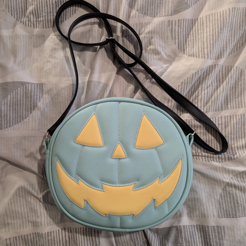 Handcrafted Love Pain and Stitches Yellow and Blue bag